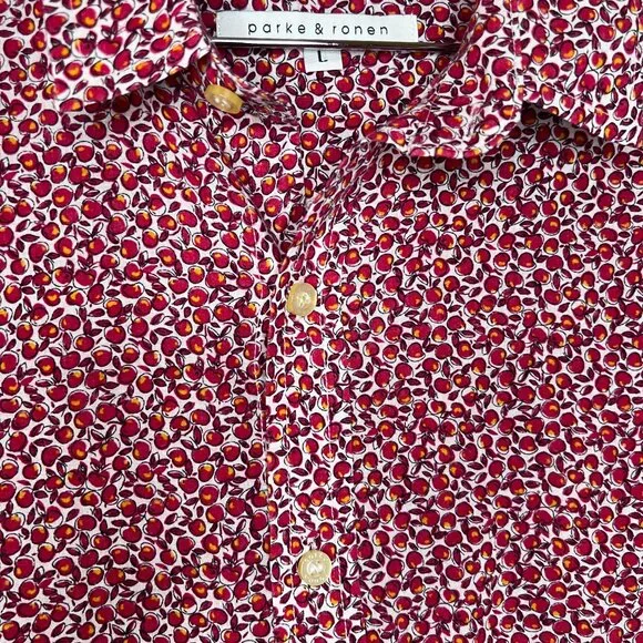 Parke & Ronen Red Apples S/S Buttoned Down Shirt - Sz. L - Picture 2 of 6